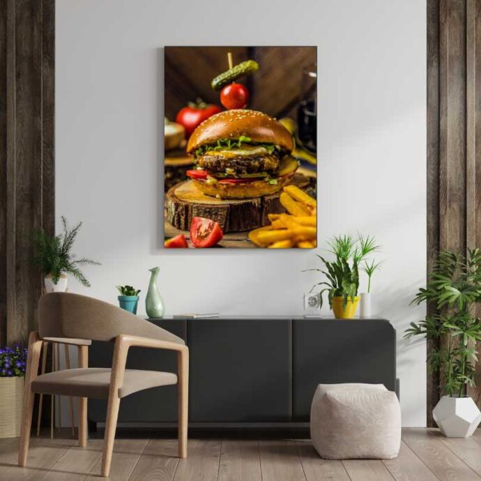 Tableau Décoratif "Burger Gourmet" – Explosion de Saveurs & Esthétique Moderne