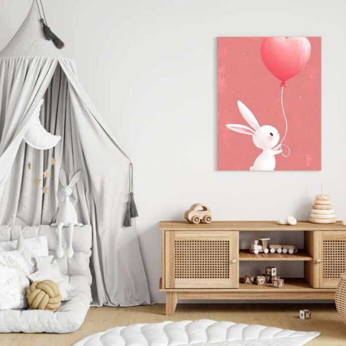 Assiette Décorative "Petit Lapin & Ballons" – Tendre et Poétique