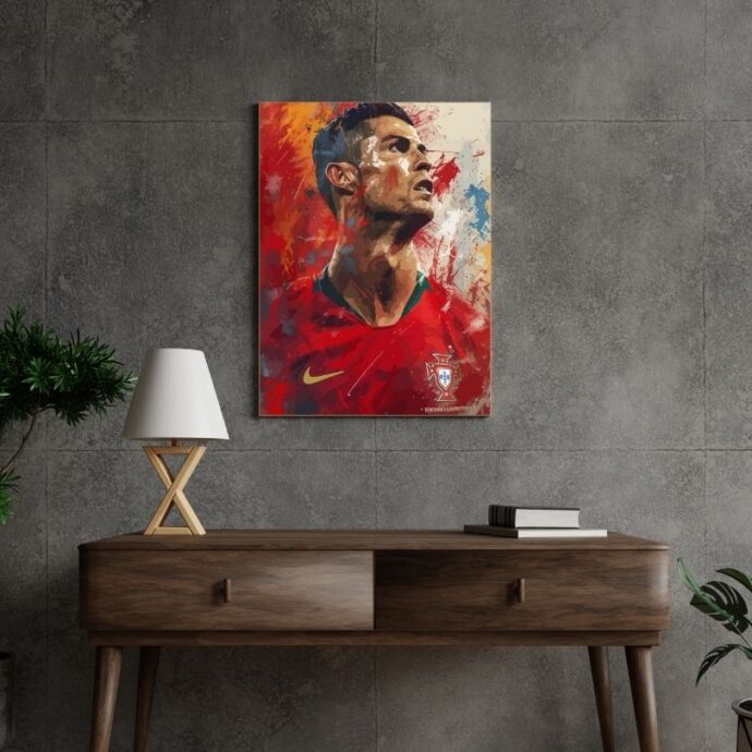 Tableau Décoratif Artistique Cristiano Ronaldo avec le Maillot du Portugal