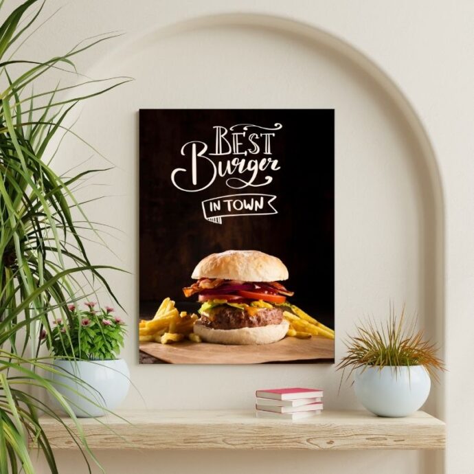 Tableau Décoratif "Best Burger in Town" – L’icône du Burger Gourmand